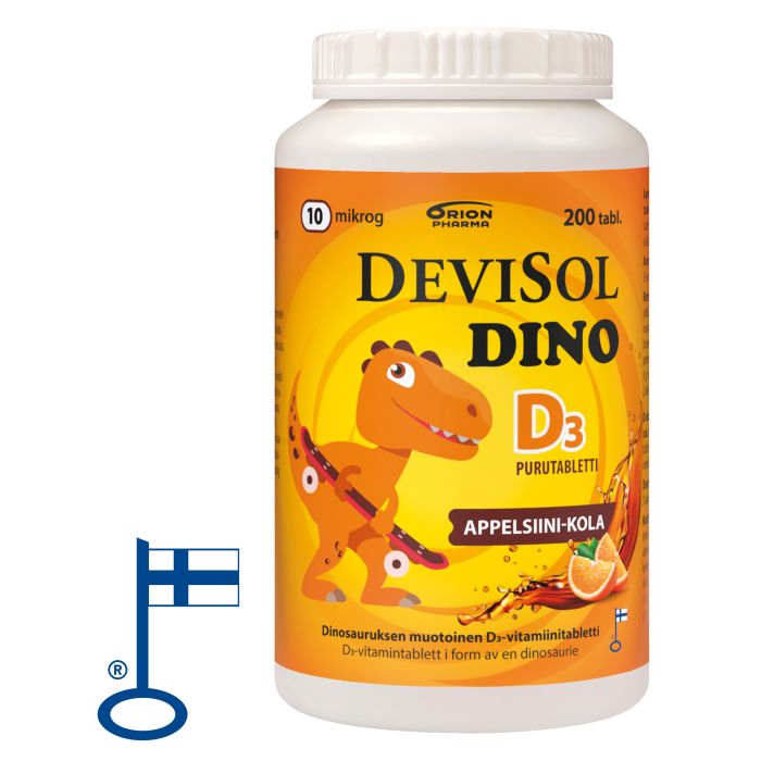 Devisol Dino appelsiini-kola 10 mikrog purutabl 200 kpl kuva 3