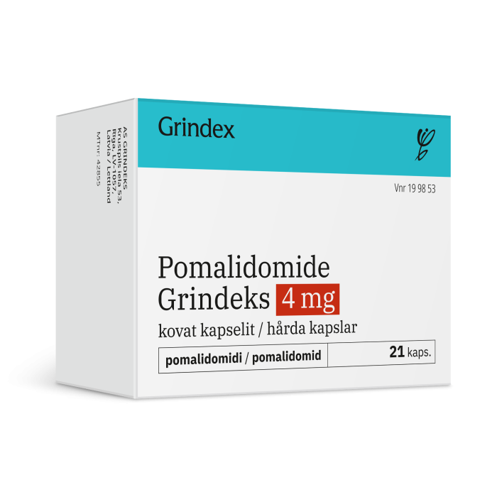 POMALIDOMIDE GRINDEKS kapseli, kova 4 mg 21 fol