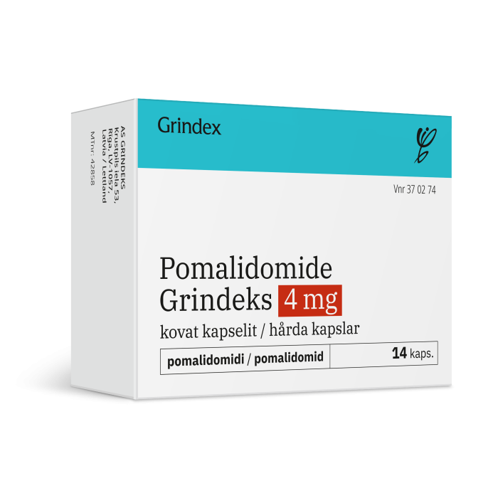 POMALIDOMIDE GRINDEKS kapseli, kova 4 mg 14 fol